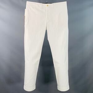 RRL by RALPH LAUREN Size 36 White Twill Cotton Straight Button Fly Casual Pants